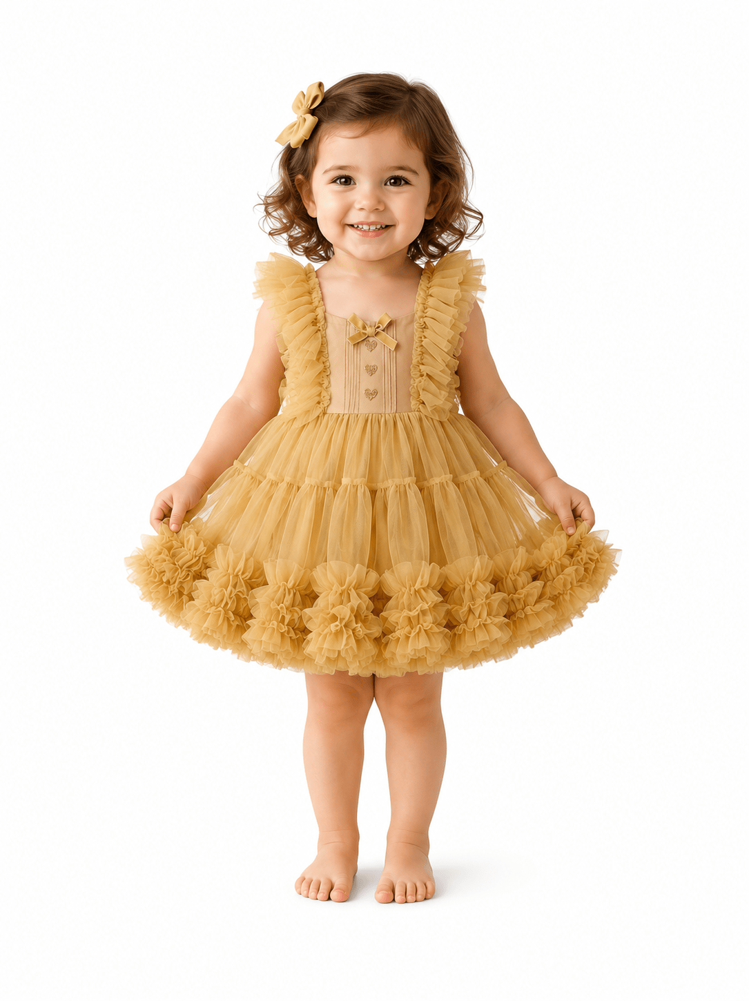 Kids Ballet Tulle Dress Caramel - OneSports - dubai