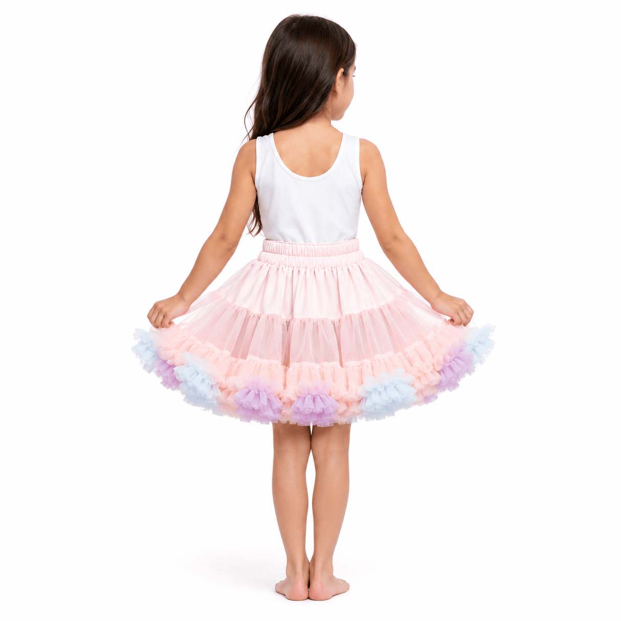 Cream Tulle Party Girls Skirt - OneSports - dubai
