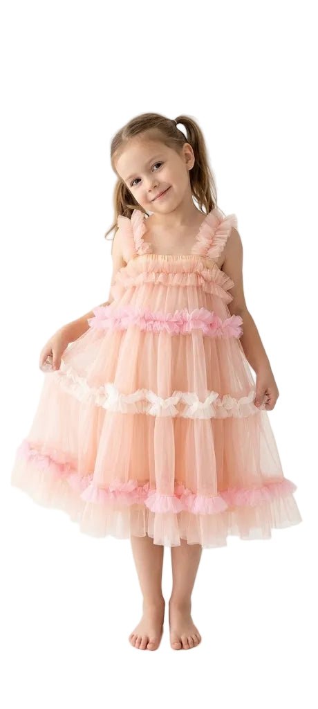 Kids Ballet Tulle Dress Powder Mix - OneSports - dubai