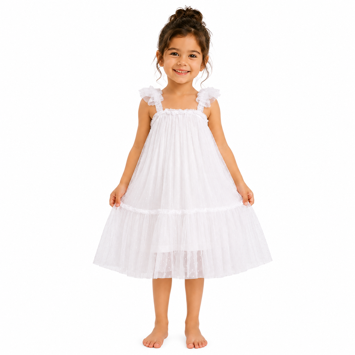 Kids Ballet Tulle Dress White Sparkle - OneSports - #dubai