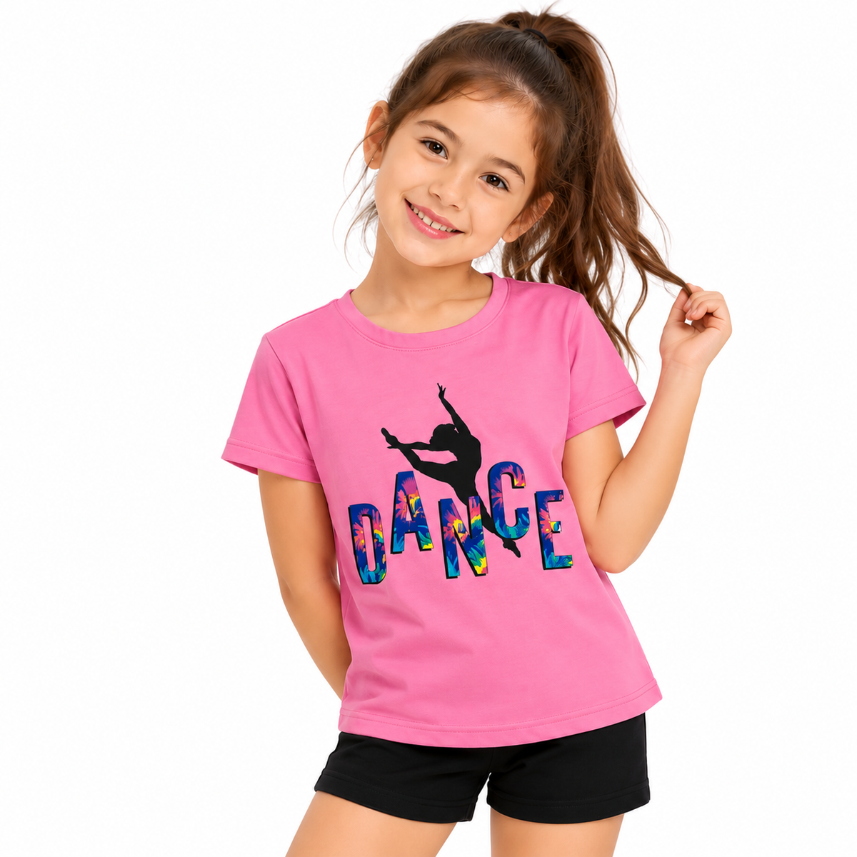 Dance Print Daily Girls Pink T shirt