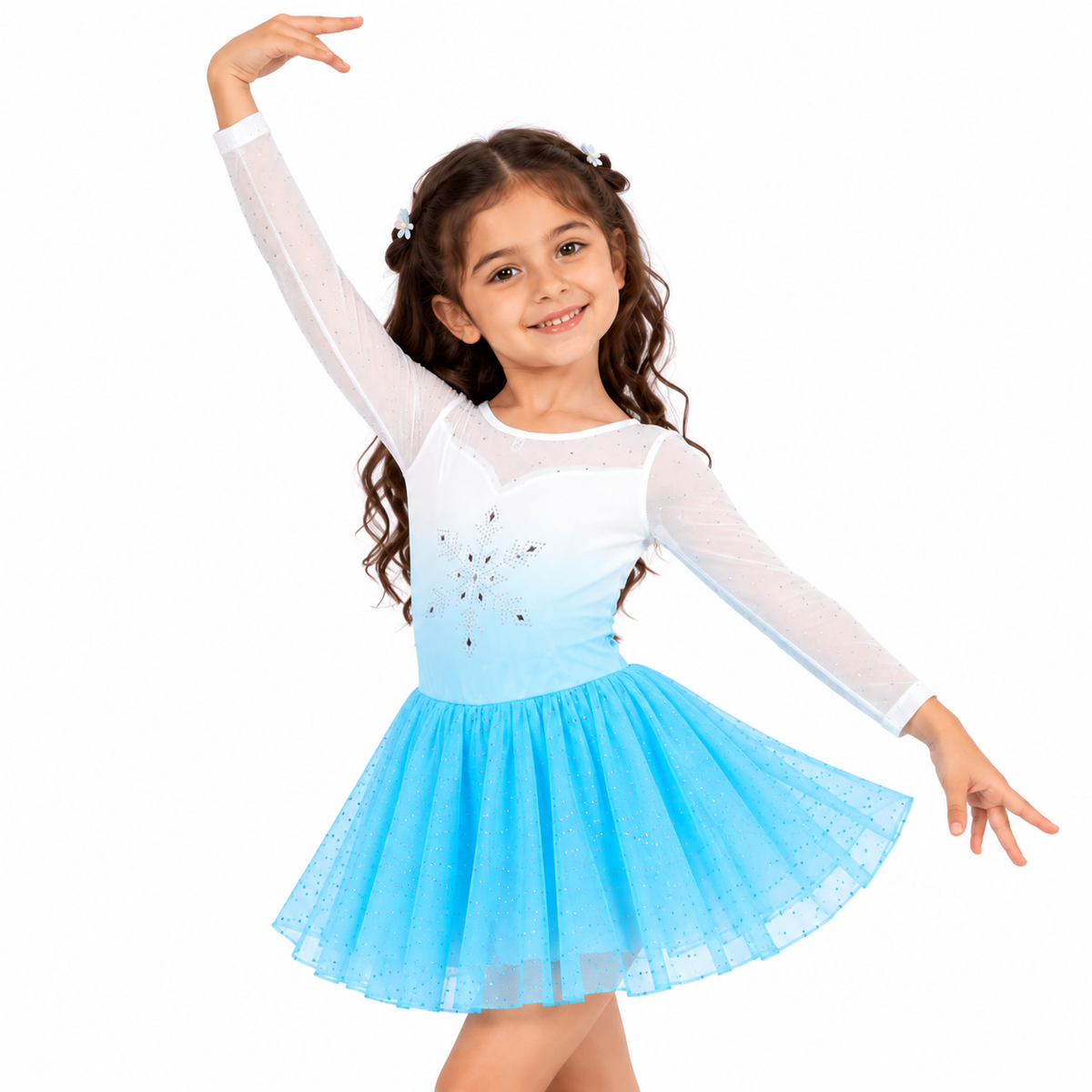 Leotard Dress Girls Stylish Ice Blue