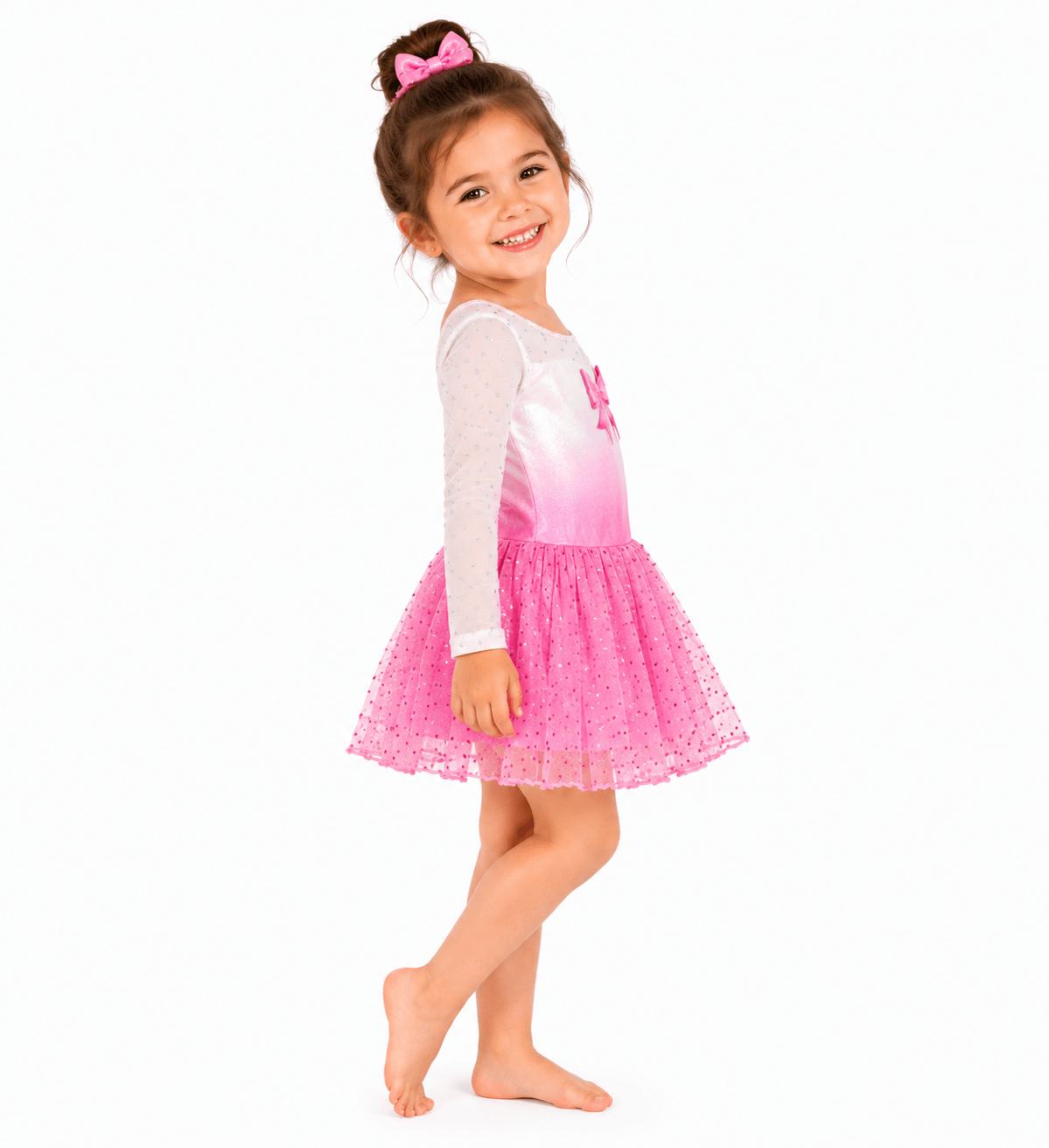 Leotard Dress Bow Pink - OneSports - dubai