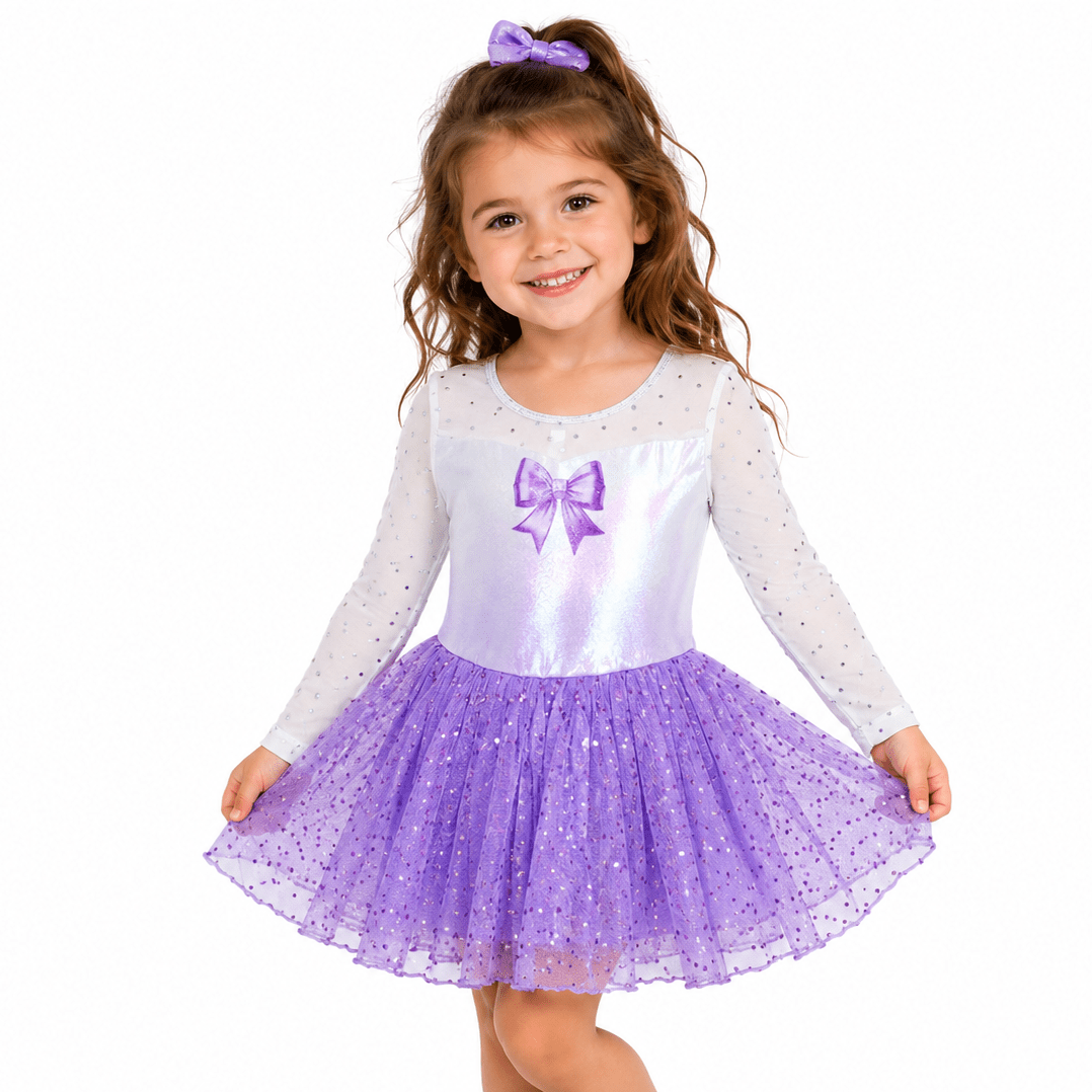 Leotard Dress Bow Lilac - OneSports - dubai