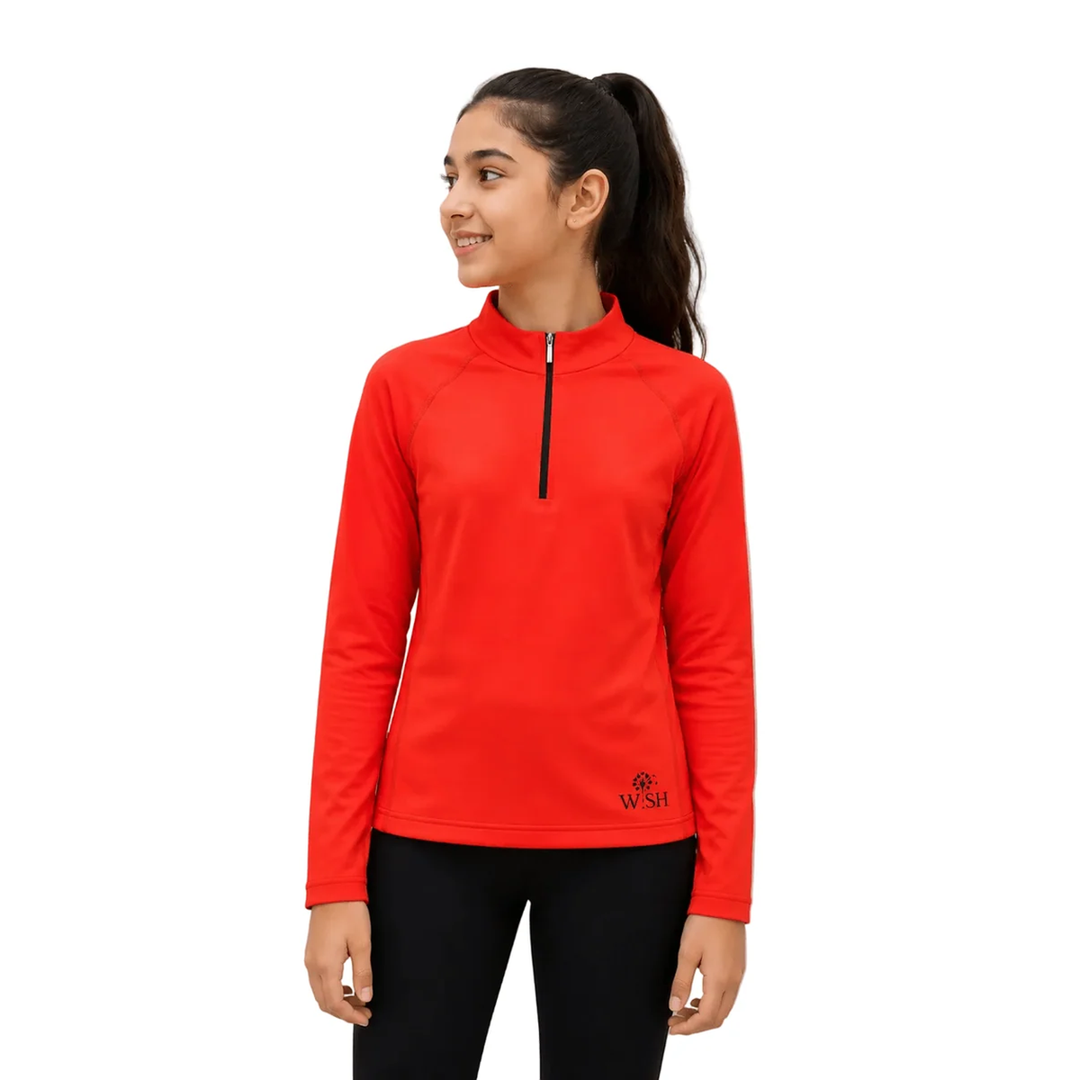 Long Sleeved Daily Girls Shirt Neon Red