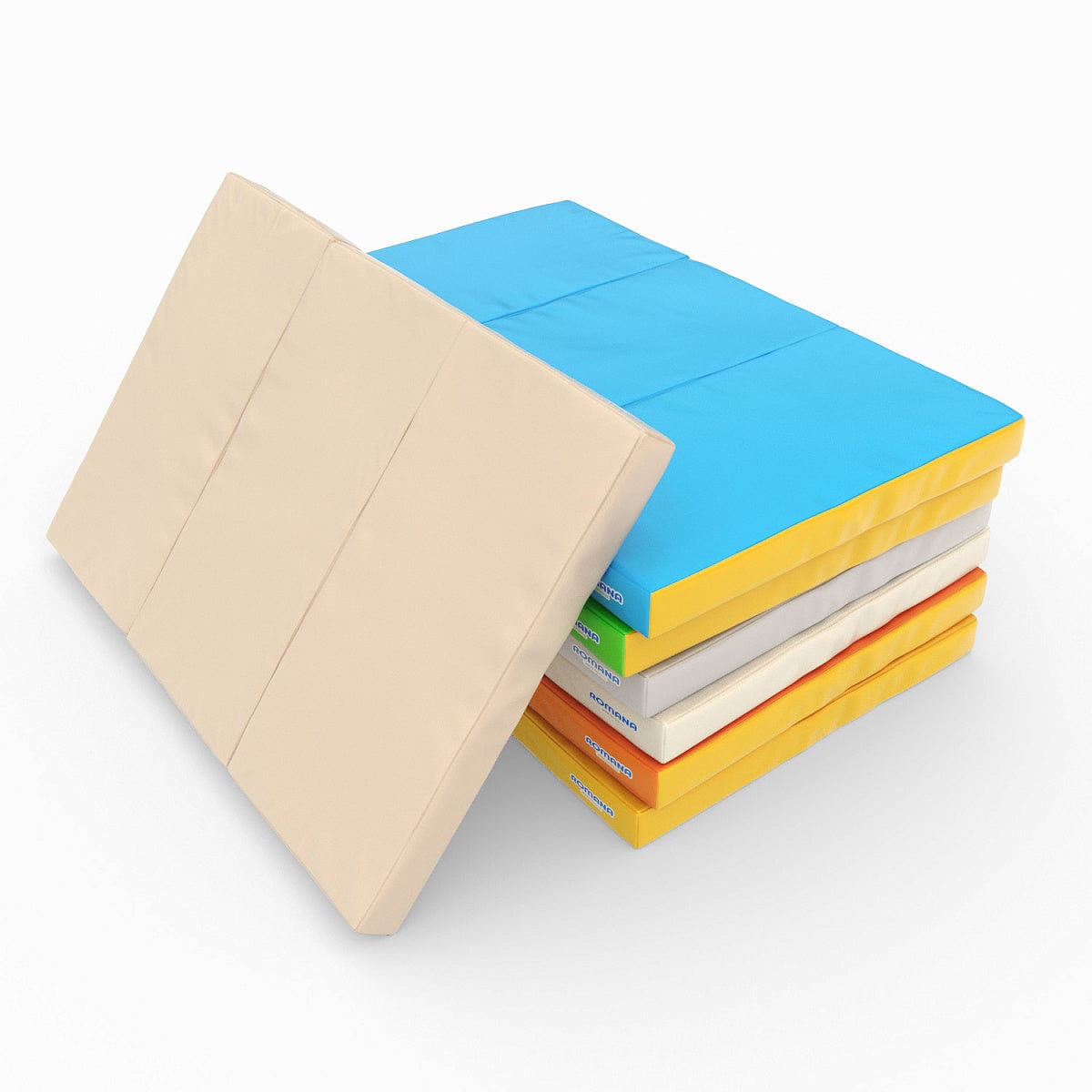 blue yellow folding safety mat for indoor play gym romana onesports