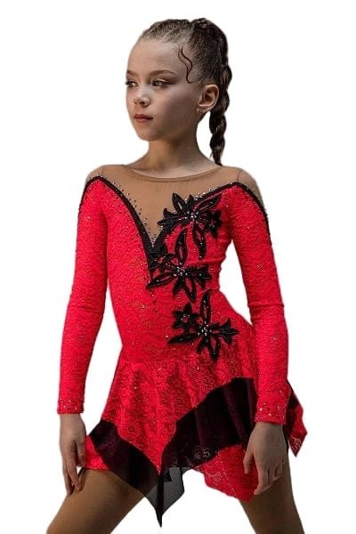 147 - 158cm Figure Skating Dress Black Light - OneSports - dubai