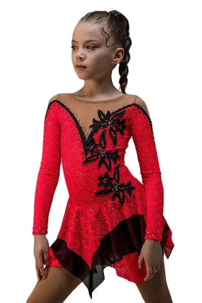 147-158cm Figure Skating Dress Black Light