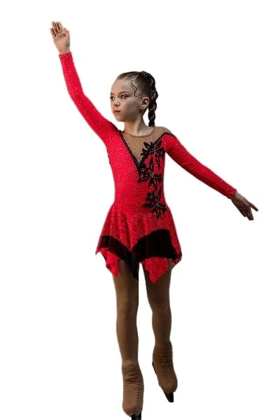 147-158cm Figure Skating Dress Black Light