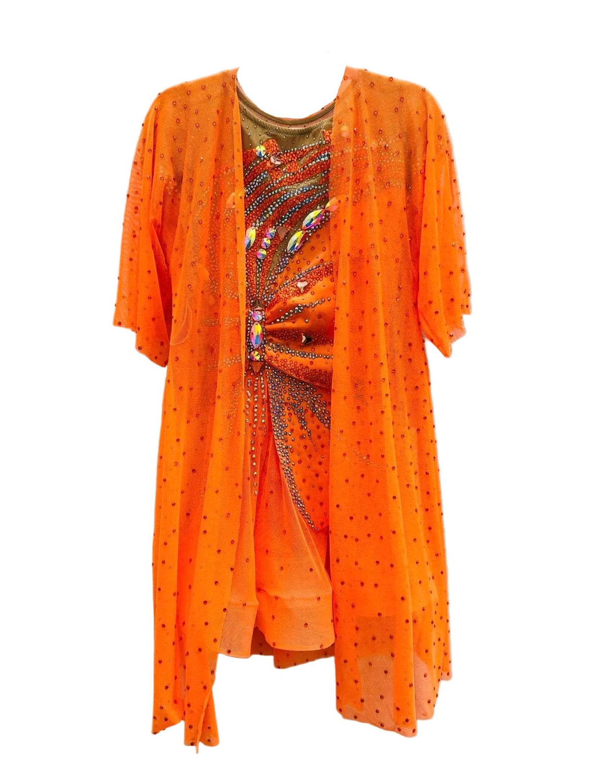 Frida Orange Handmade Party Dress with Rhinestones - OneSports - dubai