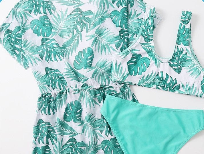 Tropical leaf patterned swimsuit