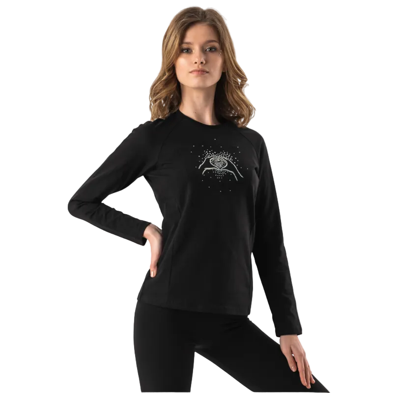 Black long sleeve shirt for girls made from soft stretch cotton on OneSports.ae