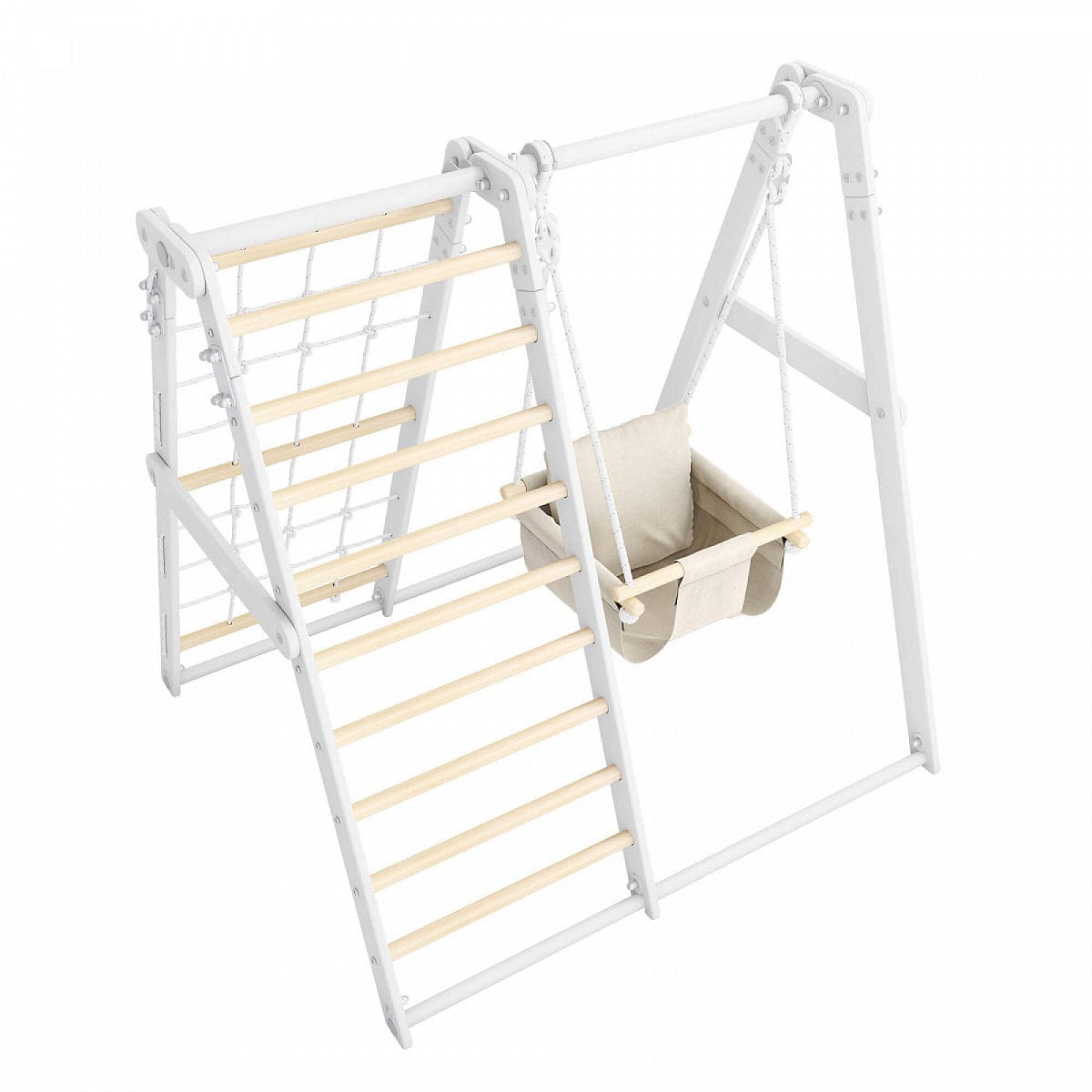 childrens multifunctional climbing play gym with ladder and swing onesports