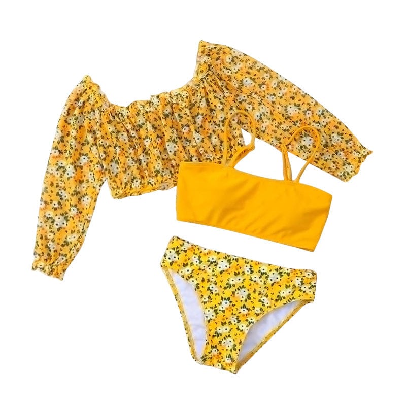 Yellow 3 piece Swim Set - OneSports - dubai