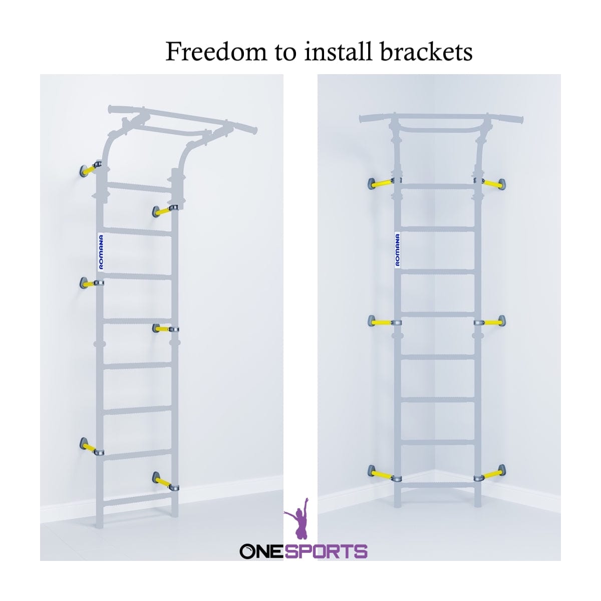 onesports romana swedish wall bars kids indoor gym yellow white