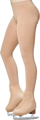 Boot cover skating tights with rhinestones featuring a smooth front finish, designed to fit neatly over ice skating boots for practice and performances at onesports.ae