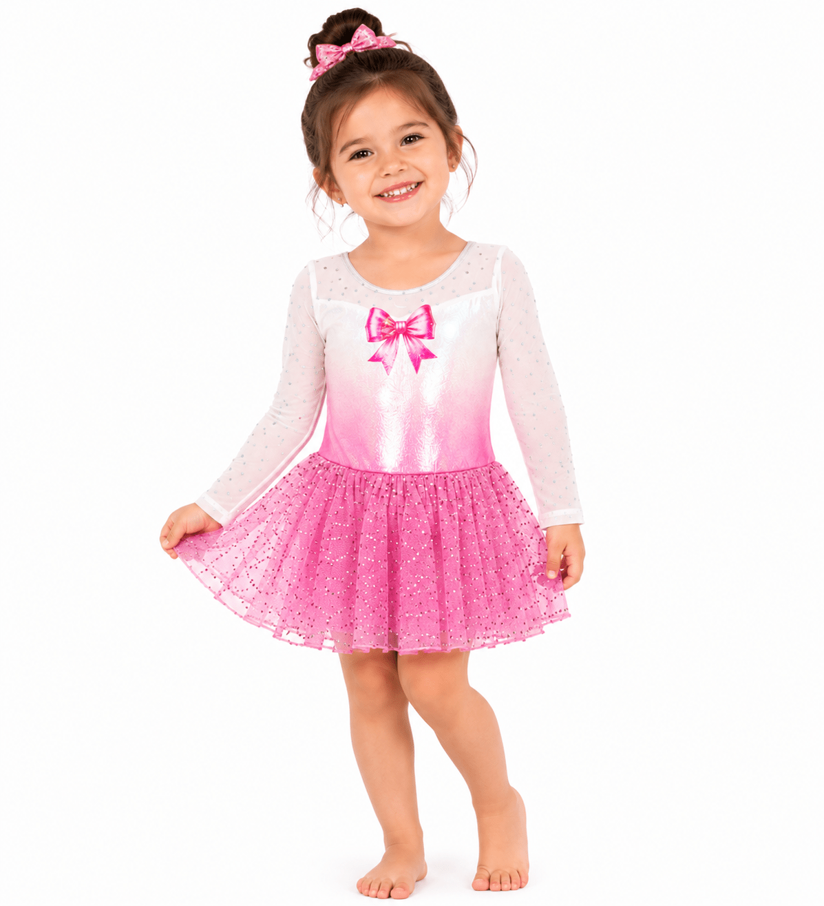 Leotard Dress Bow Pink - OneSports - dubai