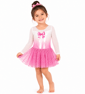 Leotard Dress Bow Pink - OneSports - dubai