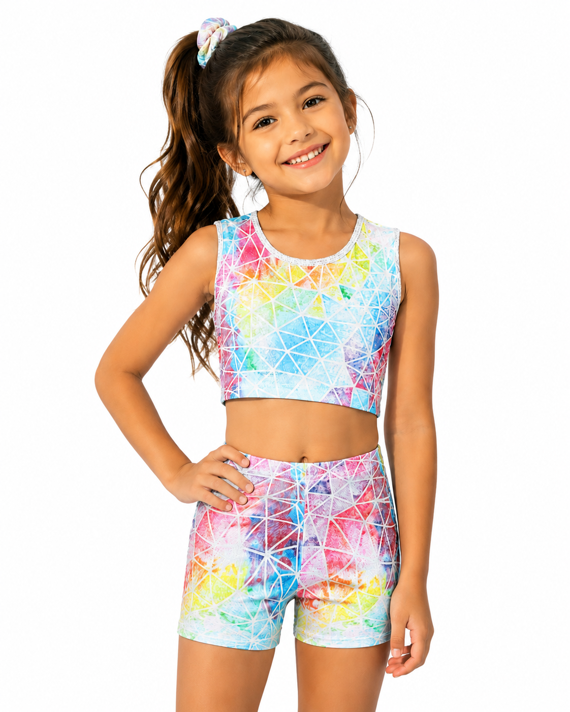 Abstract top shorts gymnastics set - OneSports - dubai