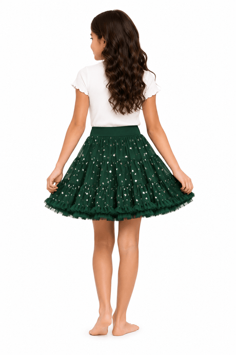 Festive Green Tulle Party Girls Skirt - OneSports - dubai