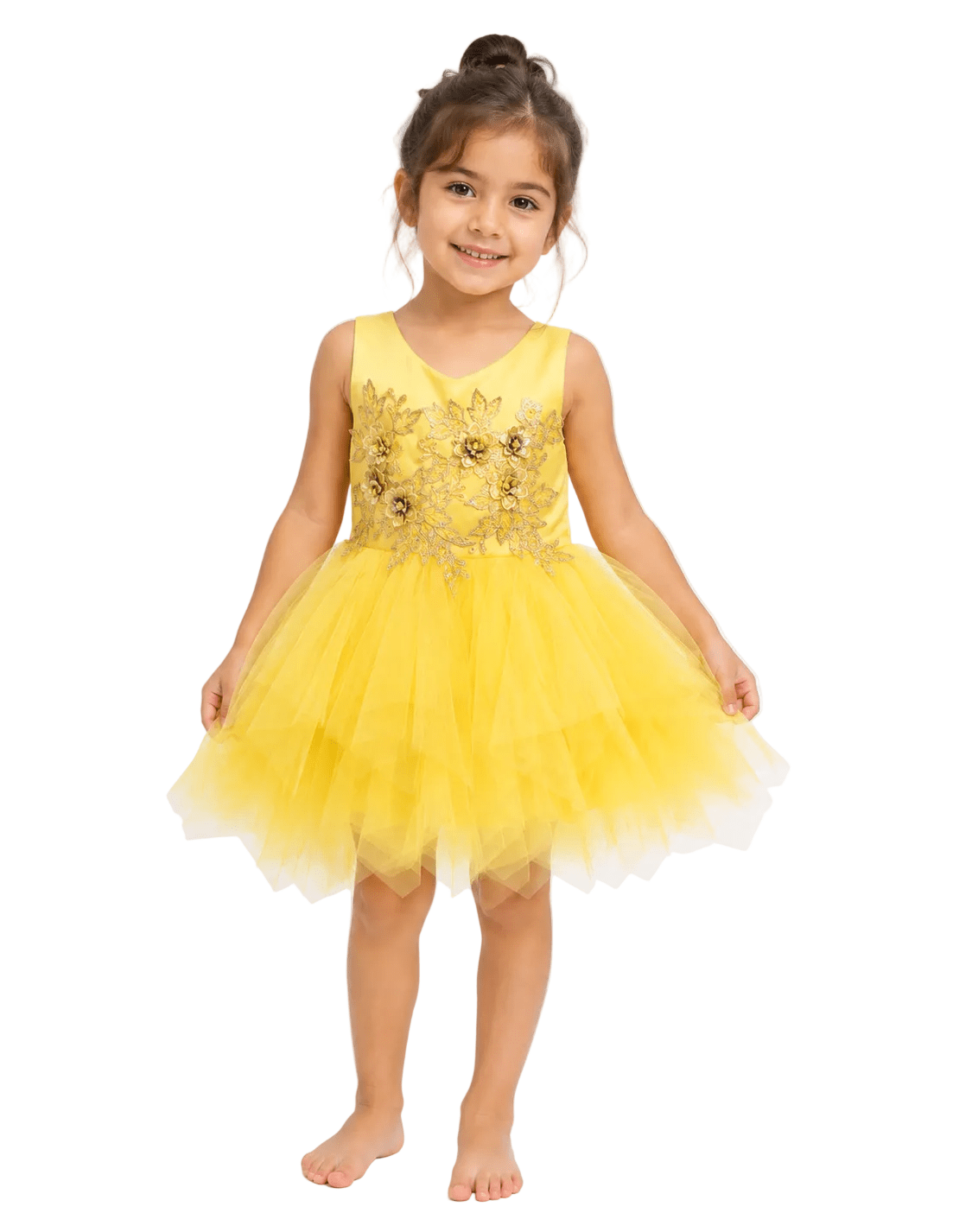 Kids Ballet Tulle Dress Yellow - OneSports - dubai