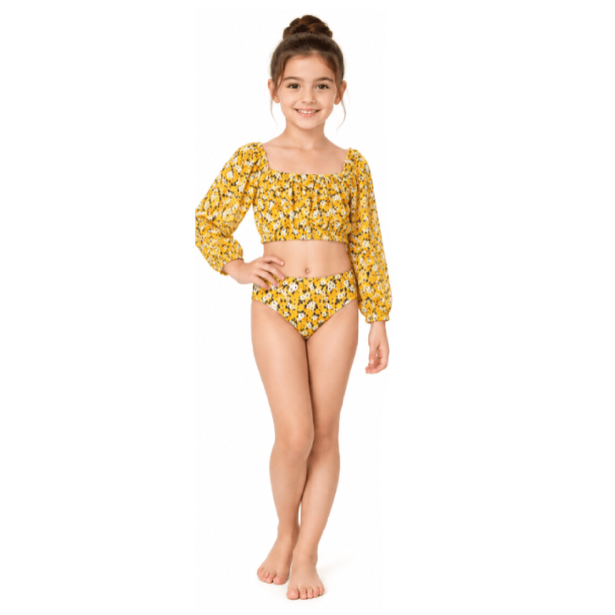 Yellow Girls 3 Piece Swim Set - OneSports - dubai