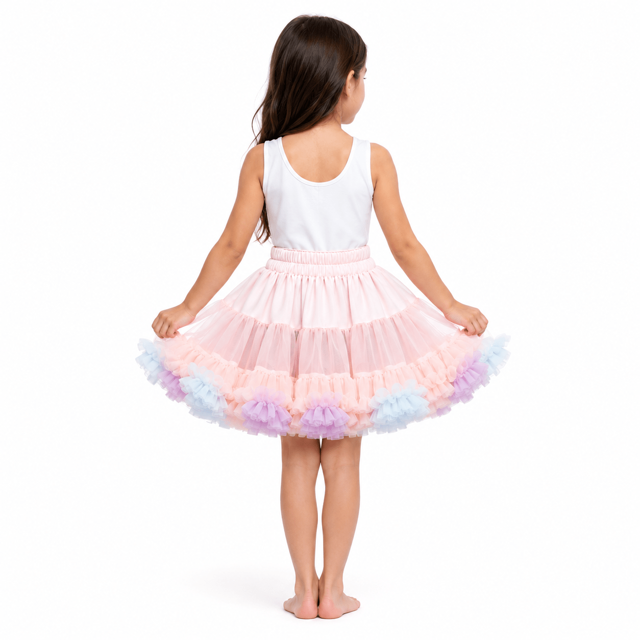 Cream Tulle Party Girls Skirt - OneSports - dubai
