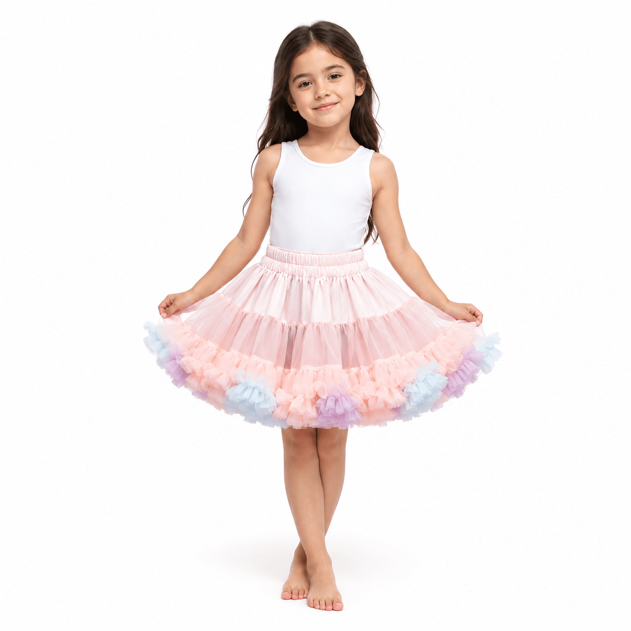 Cream Tulle Party Girls Skirt - OneSports - dubai