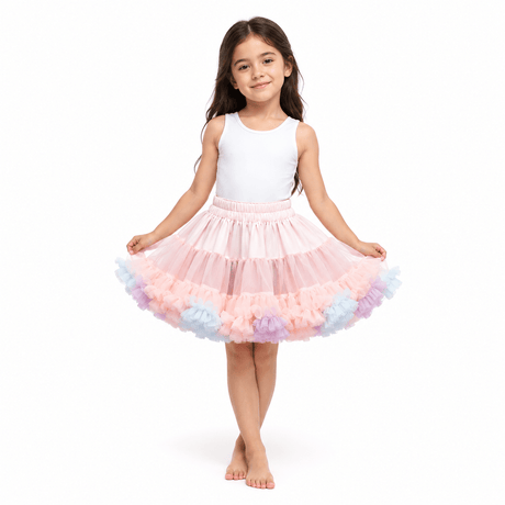 Cream Tulle Party Girls Skirt - OneSports - dubai
