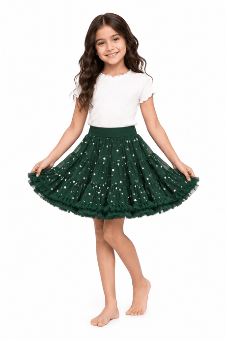 Festive Green Tulle Party Girls Skirt - OneSports - dubai