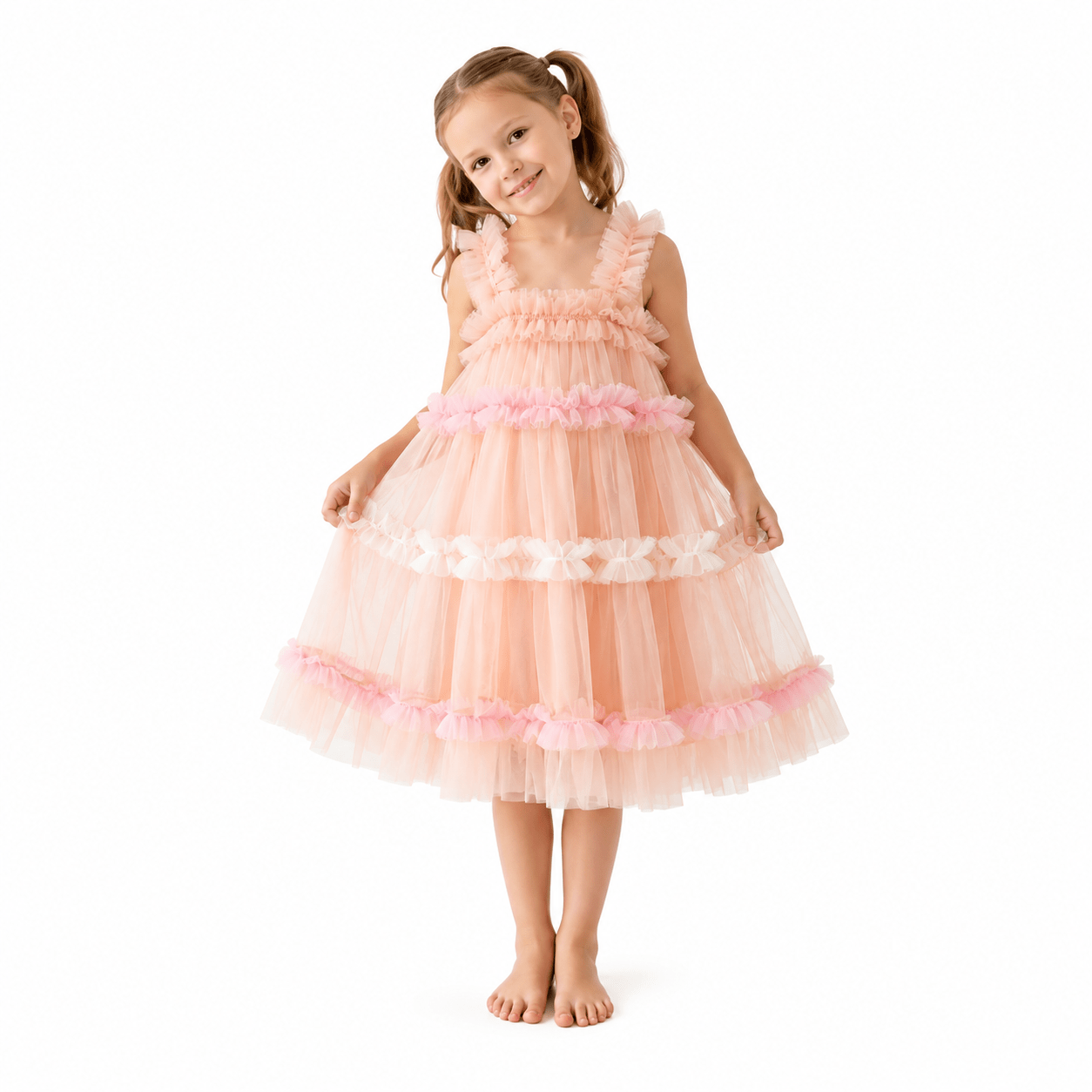 Kids Ballet Tulle Dress Powder Mix - OneSports - dubai