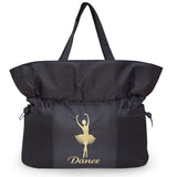 Black dance tote bag for girls with zipper, side pockets, and accessories space 36×40×13 cm by OneSports UAE