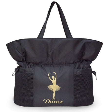 Black dance tote bag for girls with zipper, side pockets, and accessories space 36×40×13 cm by OneSports UAE