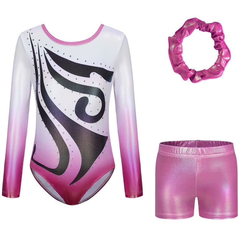 Diva Sports Zyra gymnastics set for girls with leotard shorts and scrunchie by OneSports UAE