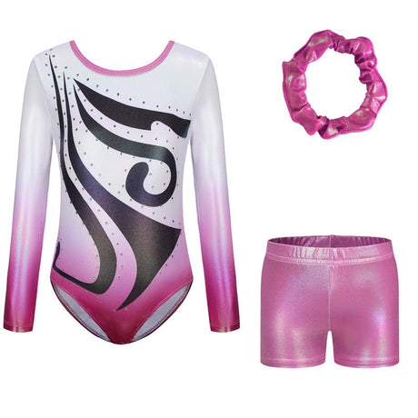 Diva Sports Zyra gymnastics set for girls with leotard shorts and scrunchie by OneSports UAE