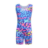 Gymnastics unitard Domain with shorts and animal print by Diva Sports for girls on OneSports.ae