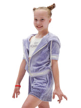 Lilac Forma two-piece outfit for girls featuring soft fabric and subtle rhinestone details on OneSports.ae
