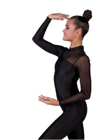 Full length jumpsuit Furey for girls in black designed for aerial gymnastics and dance training available on OneSports.ae