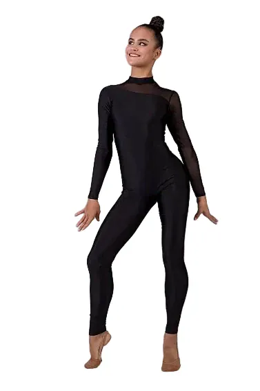 Full length unitard Furey for girls in black designed for aerial gymnastics and dance training available on OneSports.ae