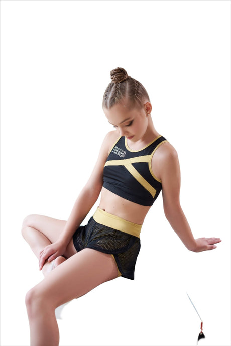 Double layer Shorts Gold Silvia - OneSports - dubai