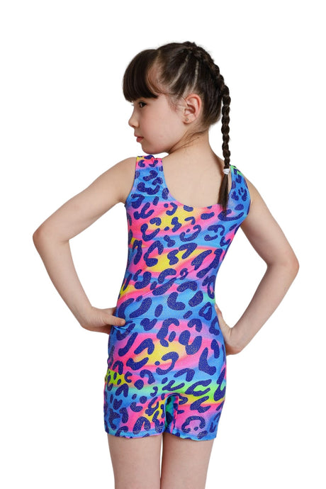Diva Sports Unitard Domain gymnastics girls outfit with stretch fabric and shorts sold on OneSports.ae