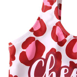 Red and pink swimsuit for girls