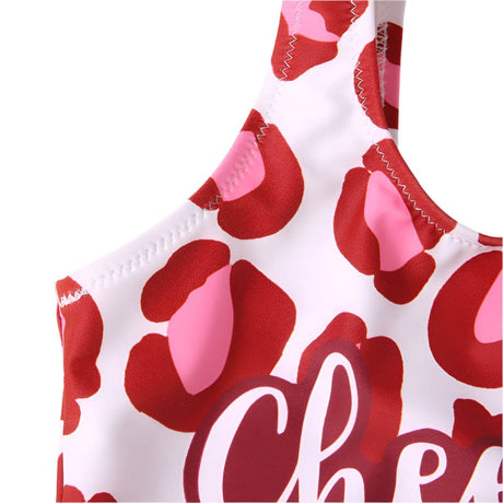 Red and pink swimsuit for girls