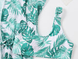 Tropical leaf patterned girls swim set 
