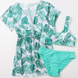 Tropical leaf print swimsuit with matching cover-up 