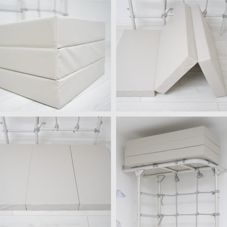 grey folding safety mat for indoor play and wall bar workouts by onesports