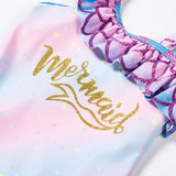 girls Mermaid-themed swimsuit with 'Mermaid' text on 