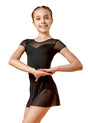 girls ballet leotard KRISTI short sleeve mesh skirt black dance dress by onesports uae