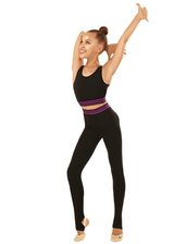 Girls black stretch leggings with foot loop for gymnastics and dance onesports