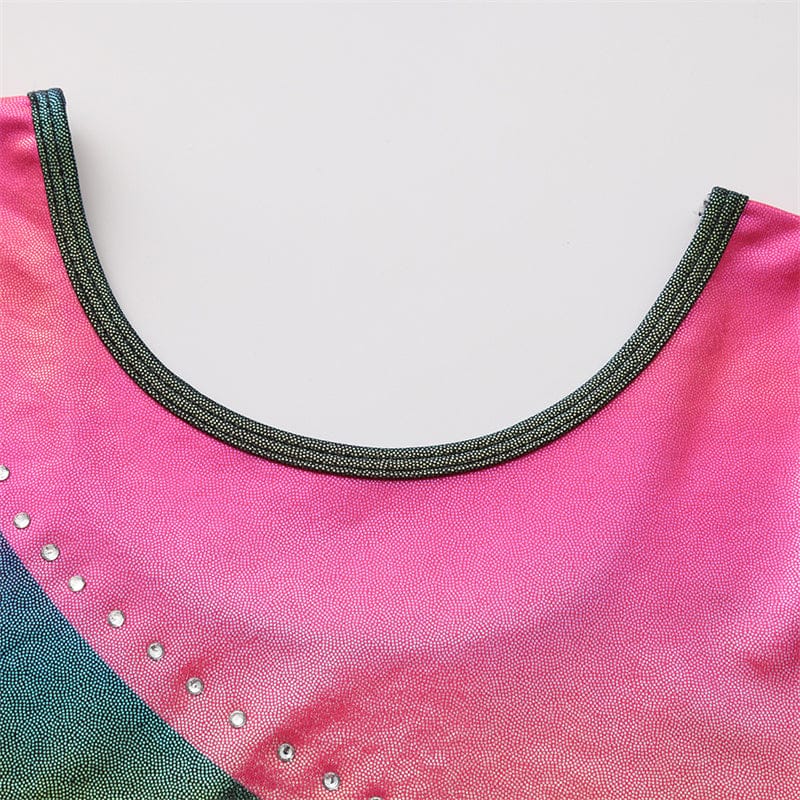 Pink and black long sleeve gymnastics unitard Fluxa designed for flexible movement onesports.ae